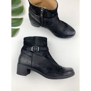 Dansko Cagney Ankle Boots Black Burnished Leather Booties Women's 37 US 6.5 7